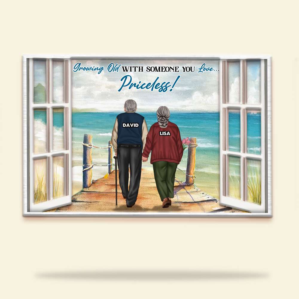 Couple Growing Old With Someone You Love Personalized - Wood Sign - GoDuckee