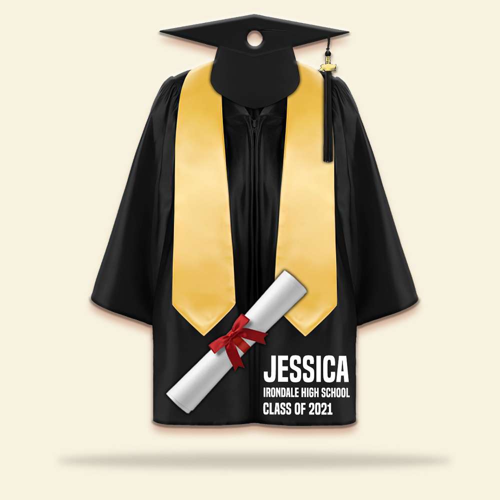 Senior Graduate Cap And Gown Personalized Christmas Ornament - Ornament - GoDuckee