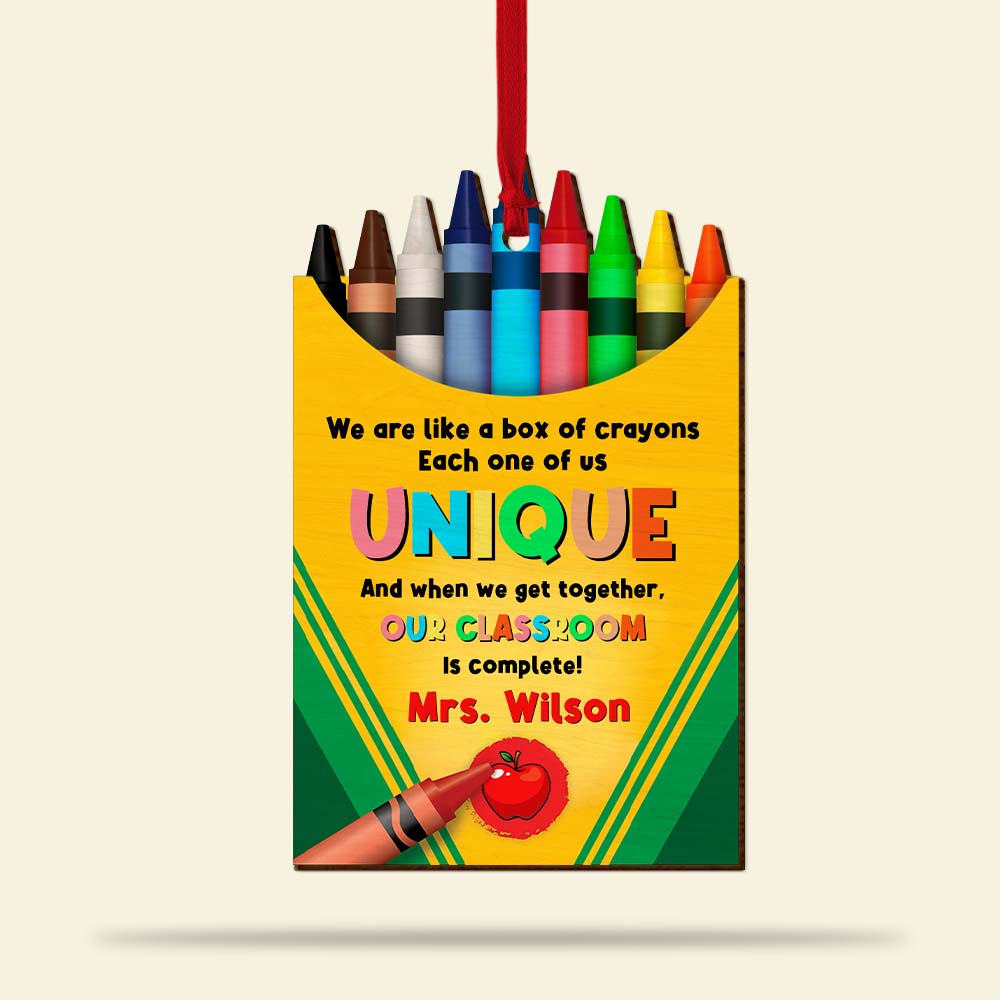 Classroom Crayon Box, Personalized Teacher Ornament, Each Of Us Is Unique - Ornament - GoDuckee