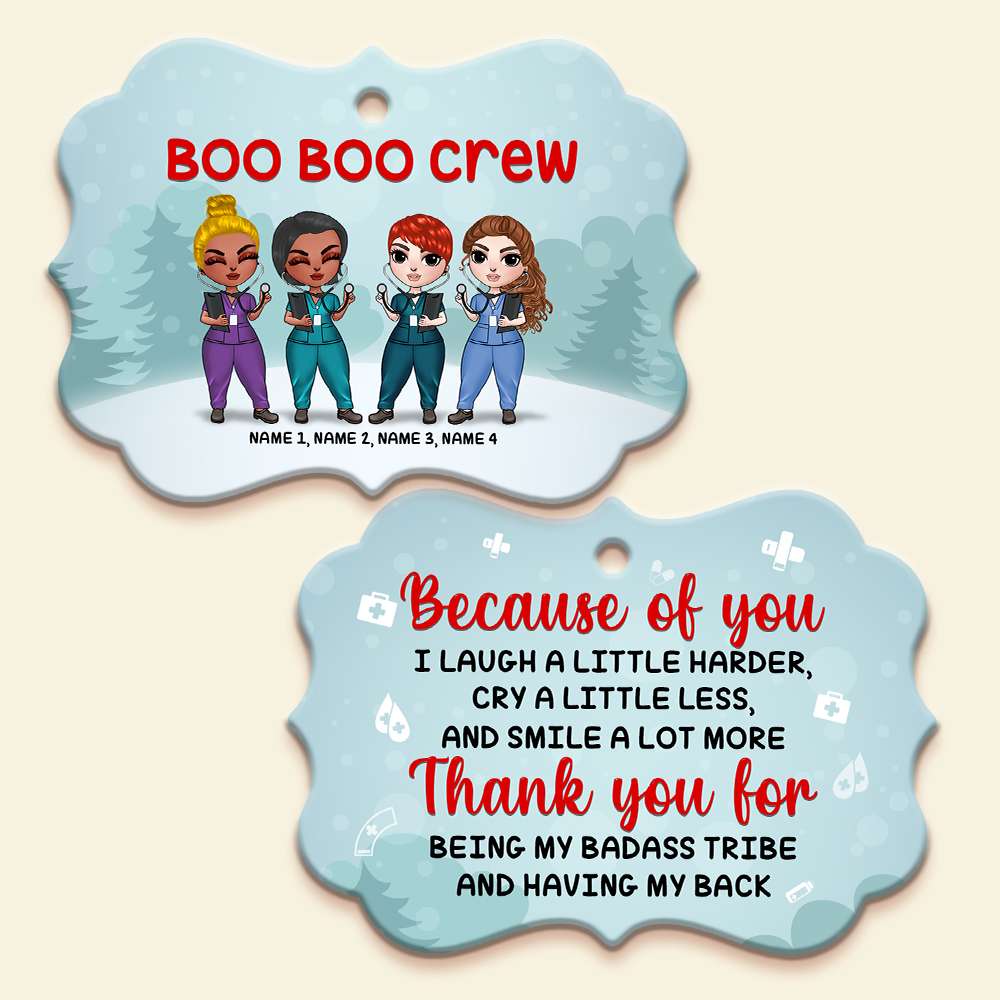 Nurse Because Of You I Laugh A Little Harder Personalized Ornament - Ornament - GoDuckee