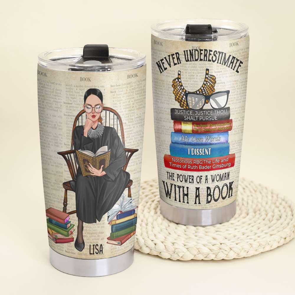 Personalized Reading Girl Tumbler - Never Underestimate The Power Of A Woman With A Book - Tumbler Cup - GoDuckee