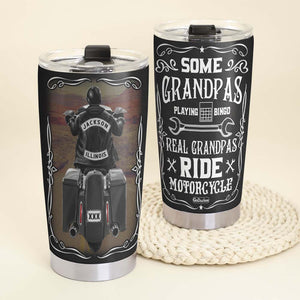 Some Grandpas Playing Bingo , Biker Personalized Tumbler - Tumbler Cup - GoDuckee