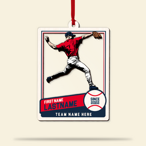 Baseball Trading Card Personalized 2 Layered Mix Ornament, Gift for Baseball Players - Ornament - GoDuckee