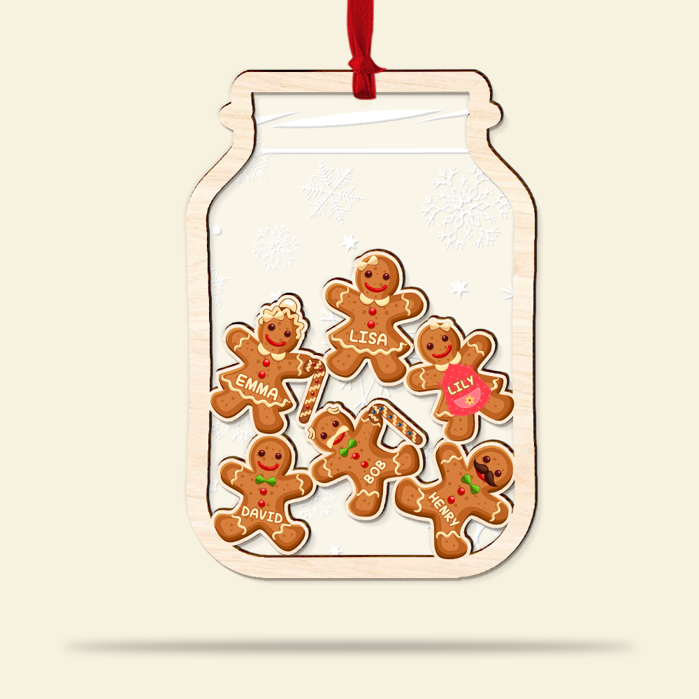 Gingerbread Cookie Family Personalized 2 Layered Mix Ornament - Ornament - GoDuckee