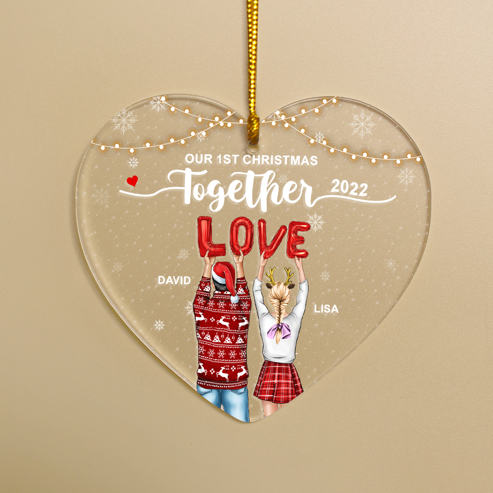 Couple Our Christmas Together, Personalized Transparent Ornament - Ornament - GoDuckee