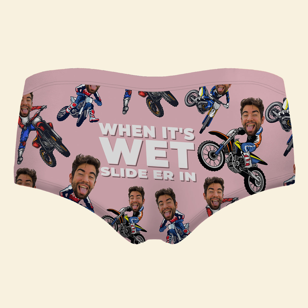 When It's Wet Slide Er In Custom Photo Motocross Ladies Briefs - Boxer Briefs - GoDuckee