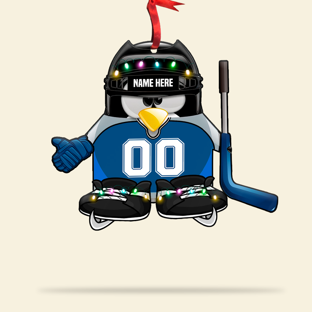 Personalized Christmas Hockey Ornament, Christmas Tree Decor - Ornament - GoDuckee