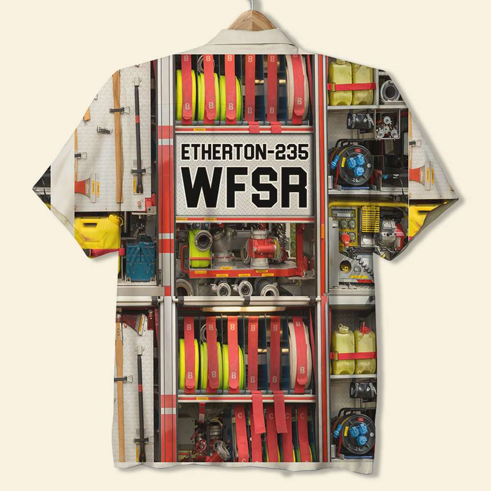 Personalized Firefighter Hawaiian Shirt Fire Engine And Fire Equipment - Hawaiian Shirts - GoDuckee