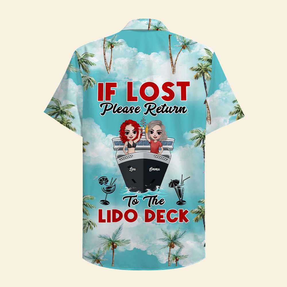 Personalized Cruising Friends Hawaiian Shirt - If Lost Please Return To The Lido Deck - Palm Tree Pattern - Hawaiian Shirts - GoDuckee
