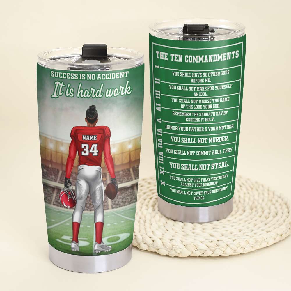 American Football Personalized Tumbler - The Ten Commandments - Tumbler Cup - GoDuckee