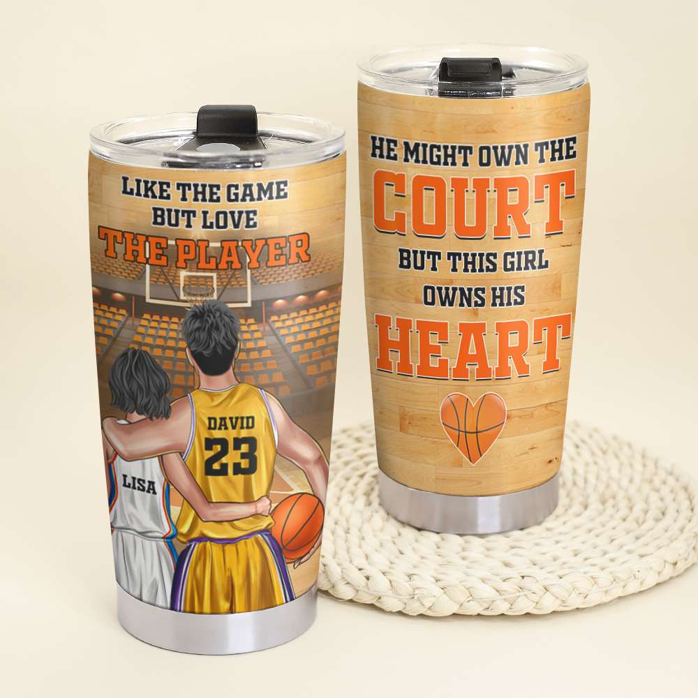 Personalized Basketball Couple Tumbler - Like The Game But Love The Player - Tumbler Cup - GoDuckee