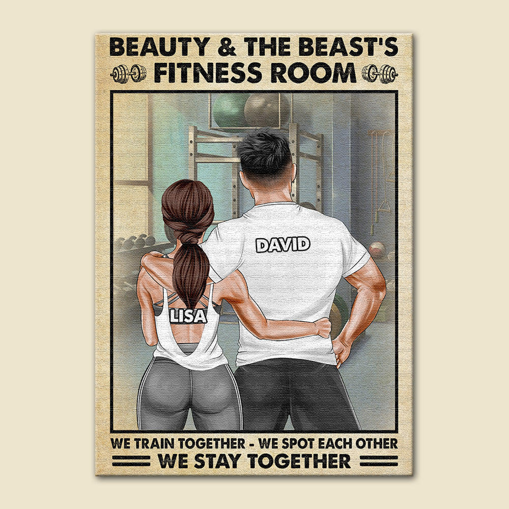 Beauty & The Beast's Fitness Room, Train Together - Personalized Poster & Canvas Prints - Vintage Gym Couple GYM2104 - Poster & Canvas - GoDuckee