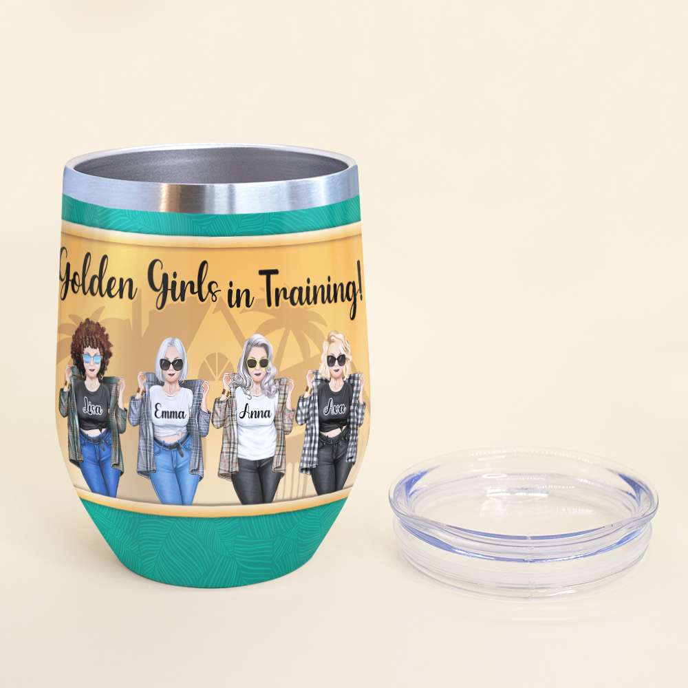 Personalized Cool & Badass Besties Wine Tumbler - Golden Girls In Training - Wine Tumbler - GoDuckee