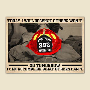 Personalized Firefighter Helmet Badge Poster - Today I Will Do What Other Won't - Poster & Canvas - GoDuckee