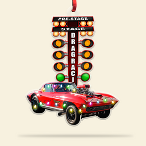 Personalized Drag Racing Light Ornament - Upload Car Image, Drag Racing Christmas Decor - Ornament - GoDuckee
