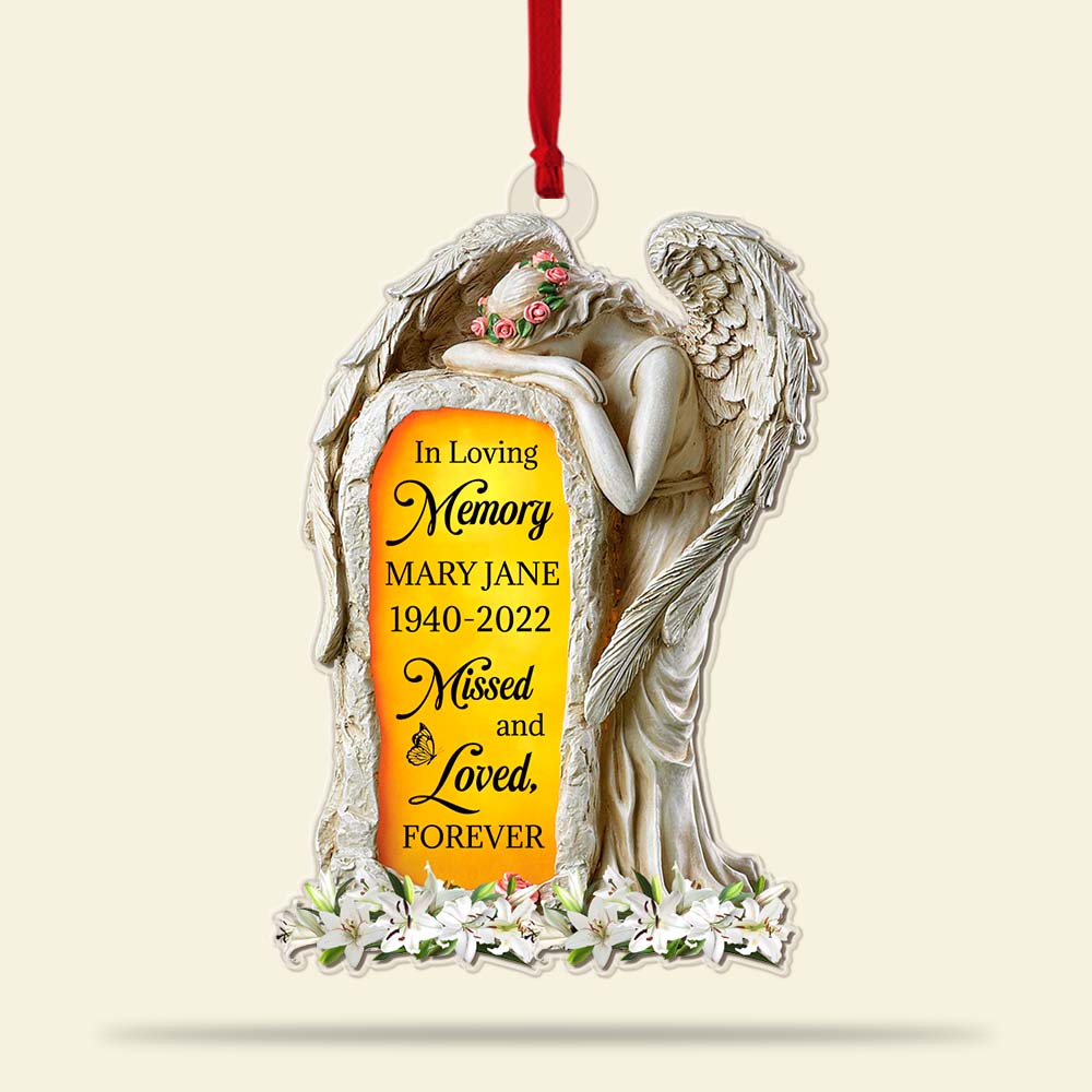 Heaven Angel Missed And Loved, Personalized Acrylic Ornament - Ornament - GoDuckee