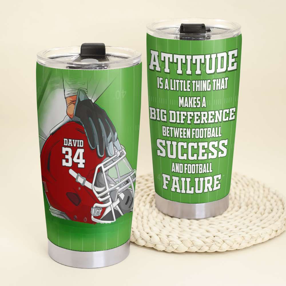 American Football - Personalized Tumbler - Attitude Is A Little Thing That Makes A Big Difference Between Success And Failure - Tumbler Cup - GoDuckee