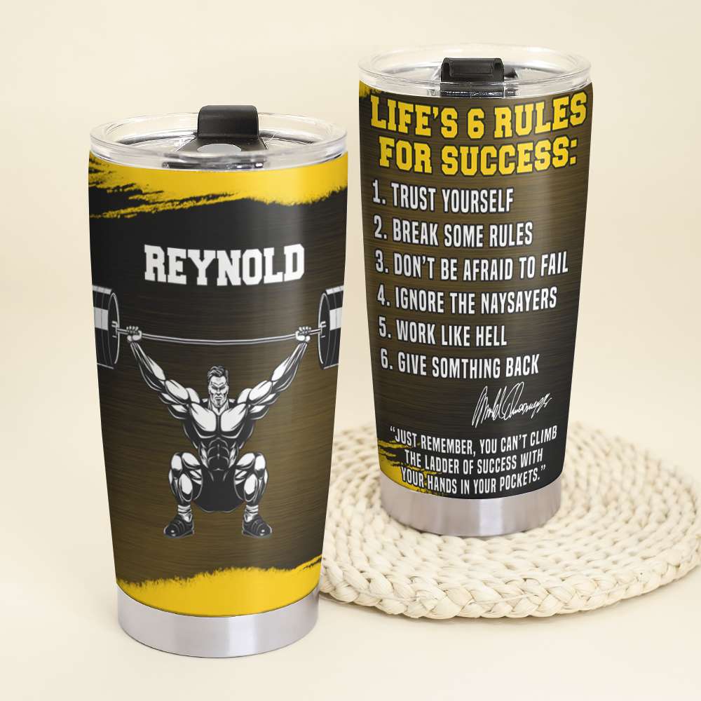 Personalized Gym Tumbler - Life's 6 Rules For Success - Tumbler Cup - GoDuckee
