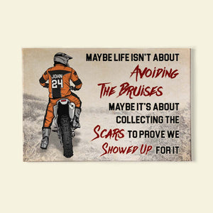 Life Is About Collecting The Scars, Personalized Motocross Canvas Print - Poster & Canvas - GoDuckee