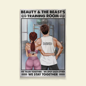 Gym Couple Beauty And The Beast's Training Center, Personalized Canvas Print - Poster & Canvas - GoDuckee