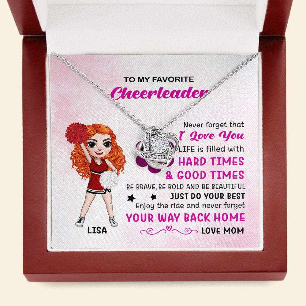 Cheerleader Enjoy The Ride And Never Forget Your Way Back Home Personalized Love Knot Necklace - Jewelry - GoDuckee