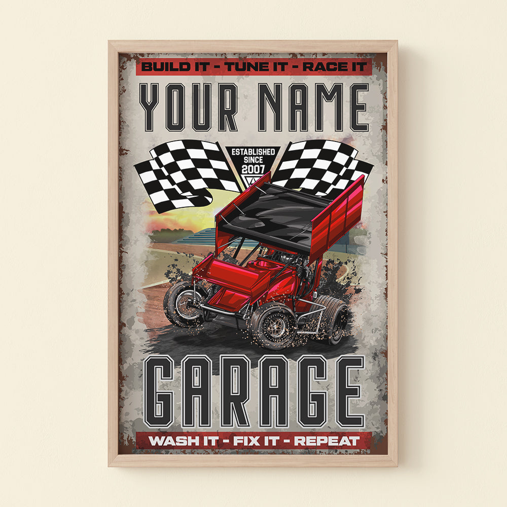 Personalized Dirt Track Racing Wall Art Build It Tune It Race It - Poster & Canvas - GoDuckee