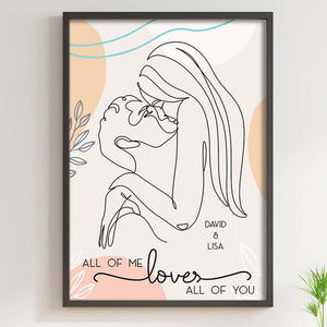 All Of Me Love All Of You, Couple Kissing Happy Valentine's Day Canvas Poster - Poster & Canvas - GoDuckee