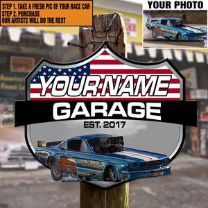 Custom Drag Racing Metal Sign - Orange Racing Car - Metal Wall Art - GoDuckee