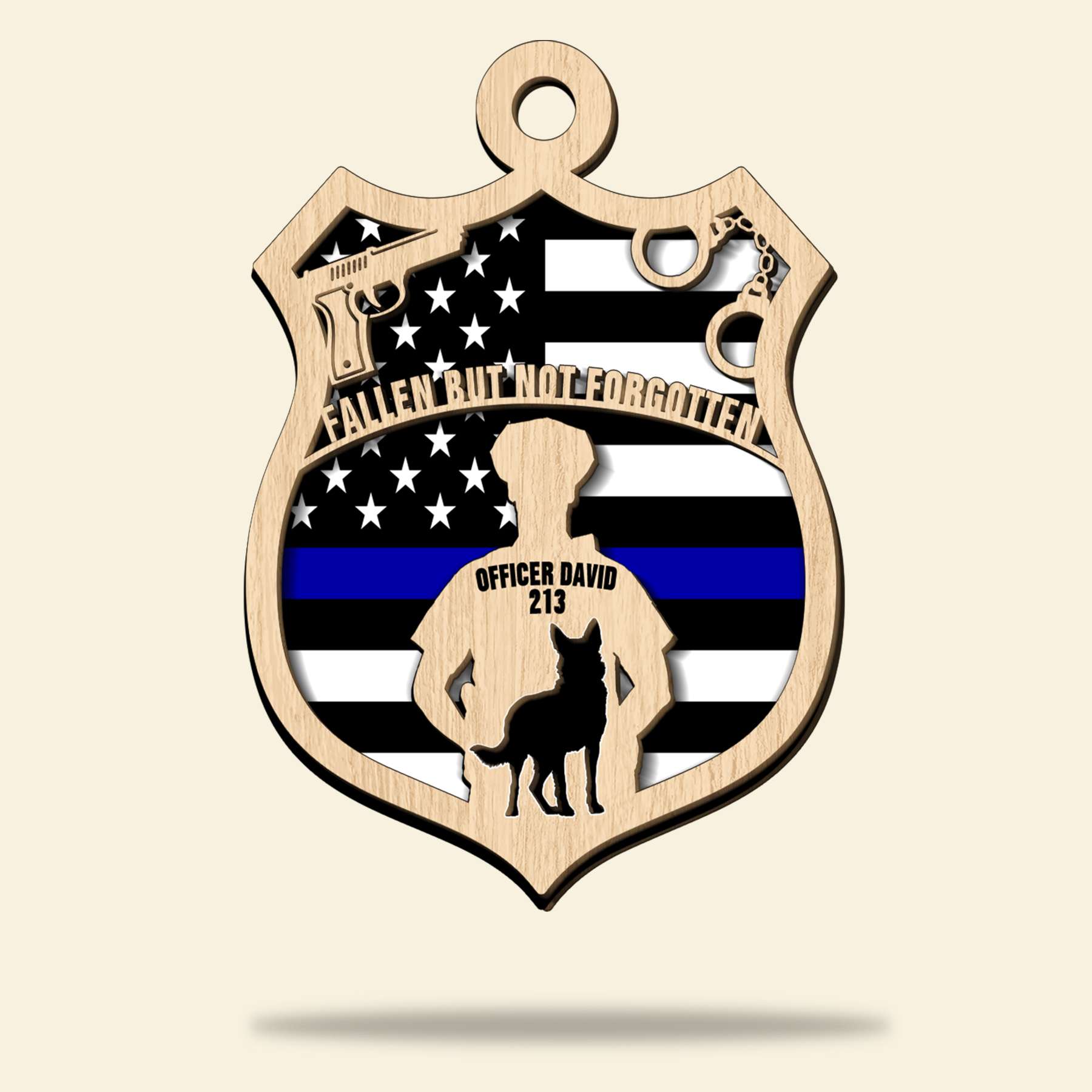Fallen Police But Not Forgotten - Personalized Police Badge Ornament - Christmas Gift For Police - Ornament - GoDuckee