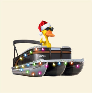 Pontoon Yellow Duck Duck Personalized Christmas Car Ornament - Ornament - GoDuckee