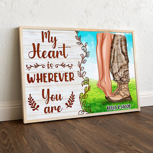Personalized Military Couple Poster - My Heart Is Wherever You Are - Poster & Canvas - GoDuckee