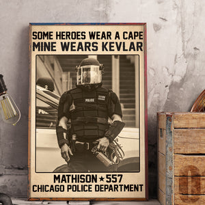 Personalized Police Poster - Some Heroes Wear A Cape Mine Wears Kevlar - Poster & Canvas - GoDuckee