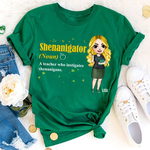 Patrick Day Shenanigator Definition - Personalized Shirts - Gift For Teacher - Chibi Teacher Front View - Shirts - GoDuckee