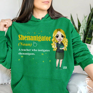 Patrick Day Shenanigator Definition - Personalized Shirts - Gift For Teacher - Chibi Teacher Front View - Shirts - GoDuckee