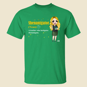 Patrick Day Shenanigator Definition - Personalized Shirts - Gift For Teacher - Chibi Teacher Front View - Shirts - GoDuckee