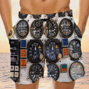 Personalized Pilot Hawaiian Shirt and Men Beach Shorts Aircraft Cockpit - Hawaiian Shirts - GoDuckee