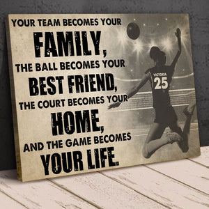 Personalized Female Volleyball Player Poster - Your Team Becomes Your Family - White Art - Poster & Canvas - GoDuckee