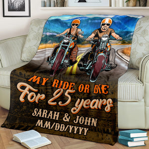 Personalized Biker Couple Blanket - My Ride Or Die - Marriage Chapter - Blanket - GoDuckee