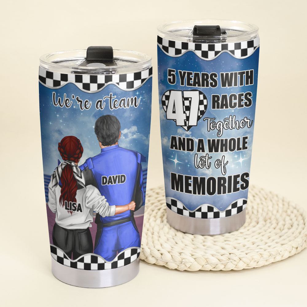 Personalized Couple Racing Tumbler - We're A Team, Race Together and A Whole Lot Of Memories - Tumbler Cup - GoDuckee