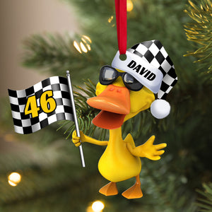 Funny Car Racing Duck - Personalized Christmas Ornament - Christmas Gift For Car Racer - Ornament - GoDuckee
