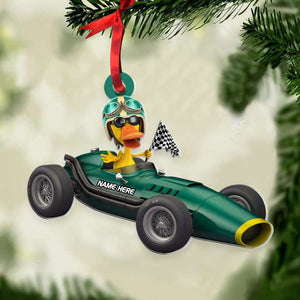 Couple Duckies - Vintage Racecar - Personalized Christmas Ornament - Gift For Racing Fans - Ornament - GoDuckee
