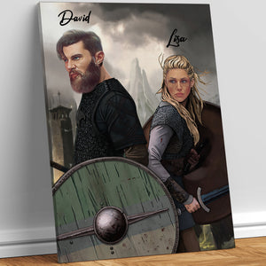 Custom Viking Show Canvas Poster Fighting Couple - Poster & Canvas - GoDuckee