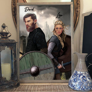 Custom Viking Show Canvas Poster Fighting Couple - Poster & Canvas - GoDuckee