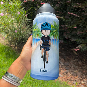 Personalized Cycling Water Bottle - Never Underestimate An Old Man With A Bicycle - Cycling Front view - Water Bottles - GoDuckee