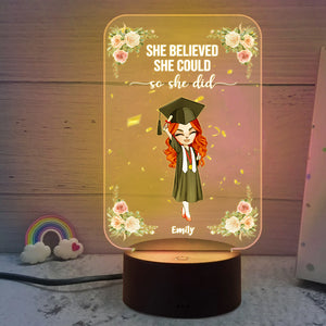 Personalized Graduate Led Night Light She Believed She Could So She Did chibi graduation - Led Night Light - GoDuckee